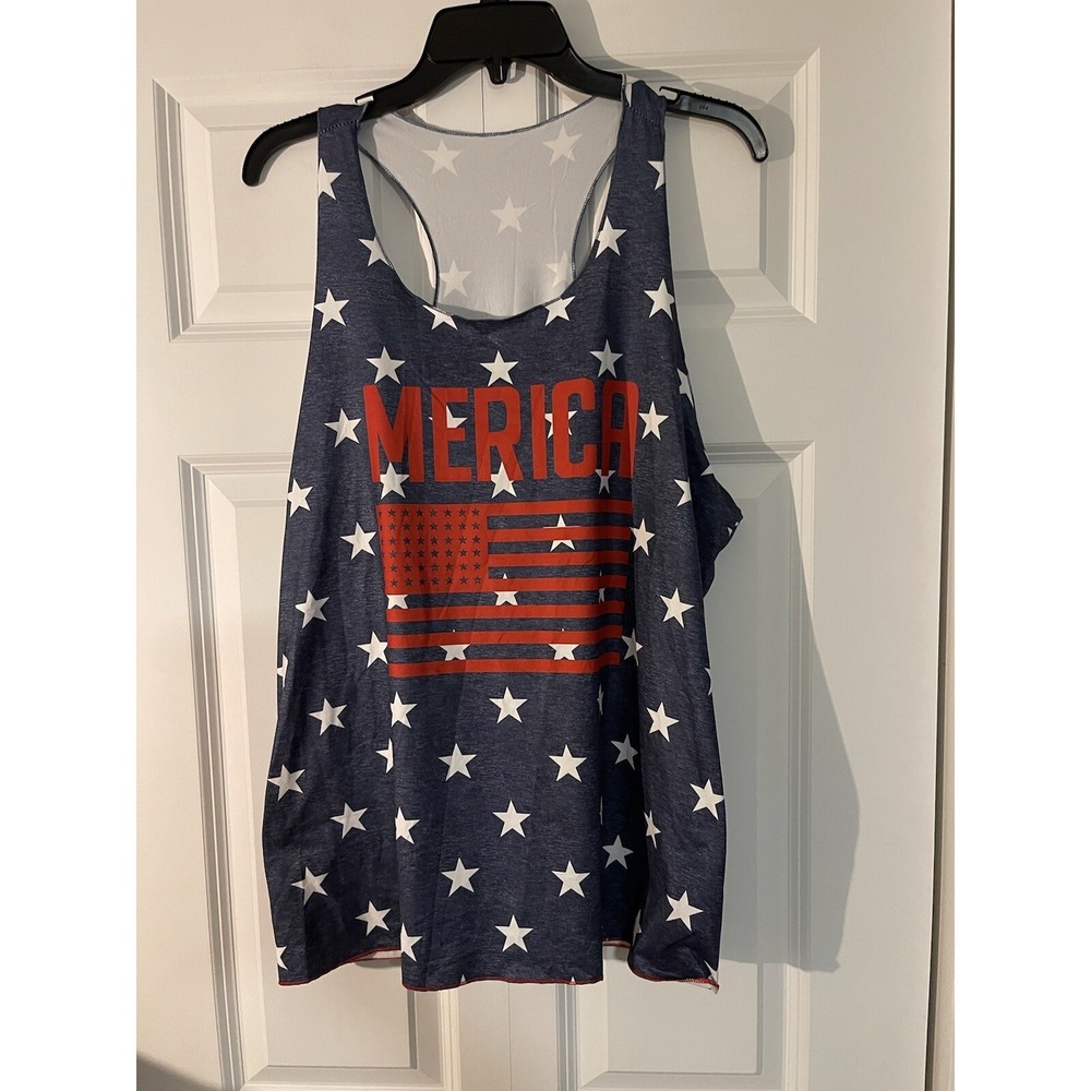 unbranded Patriotic Racerback Tank Top xl Merica stars and stripes nwot